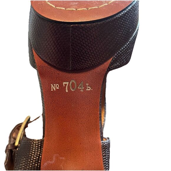 Anthropologie No 704b Vanya Brown Leather Python T Ankle Strap Pumps Shoes 5.5 - Picture 7 of 9